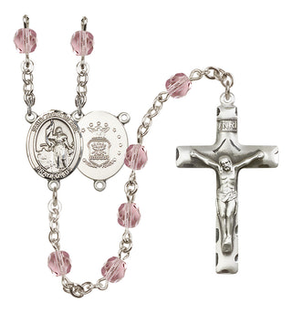 Silver-Plated 6mm Saint Joan of Arc / Air Force Rosary