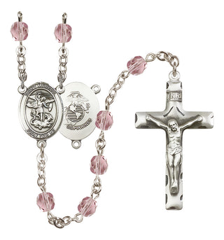 Silver-Plated 6mm Saint Michael / Marines Rosary