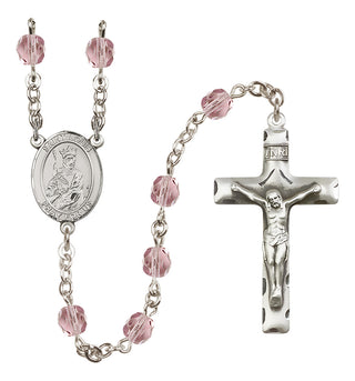 Silver Plated 6mm Fire Polished Saint Louis Rosary in Light Amethyst
