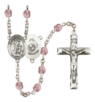 Silver-Plated 6mm Guardian Angel / Marine Corp Rosary