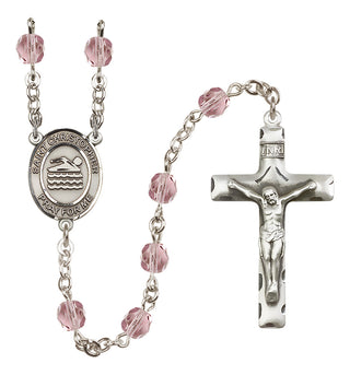 Silver-Plated 6mm Saint Christopher/Swimming Rosary