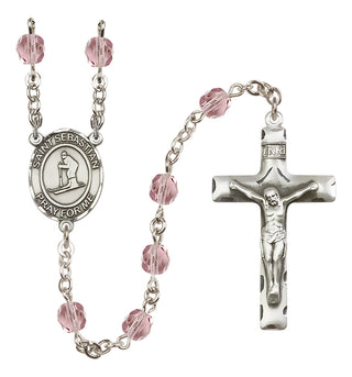 Silver-Plated 6mm Saint Sebastian/Skiing Rosary