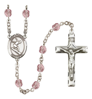 Silver-Plated 6mm Saint Sebastian/Surfing Rosary