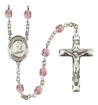 Silver-Plated 6mm Saint Christopher / Skiing Rosary