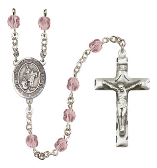 Silver-Plated 6mm San Martin Caballero  Engraved Catholic Rosaries