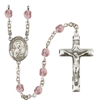 Silver Plated 6mm Fire Polished Our Lady of Perpetual Help Rosary in Light Amethyst