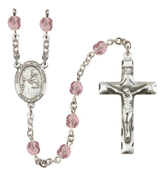 Silver Plated 6mm Fire Polished Saint John of the Cross Rosary in Light Amethyst