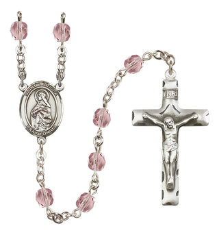 Silver Plated 6mm Fire Polished Saint Matilda Rosary in Light Amethyst