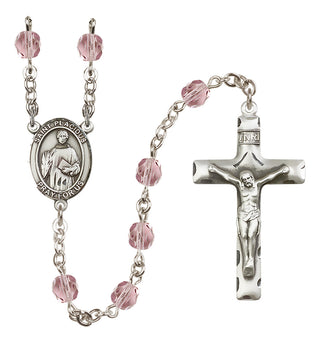 Silver-Plated 6mm Saint Placidus  Engraved Catholic Rosaries