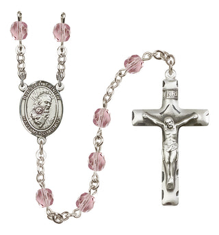 Silver Plated 6mm Fire Polished Blessed Trinity Rosary in Light Amethyst