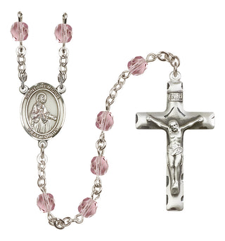 Silver Plated 6mm Fire Polished Saint Remigius of Reims Rosary in Light Amethyst