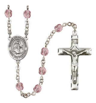 Silver Plated 6mm Fire Polished Virgen de la Merced Rosary in Light Amethyst