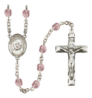 Silver-Plated 6mm Saint Arnold Janssen  Engraved Catholic Rosaries