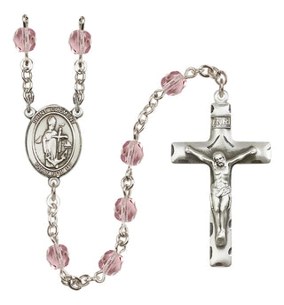 Silver Plated 6mm Fire Polished Saint Clement Rosary in Light Amethyst