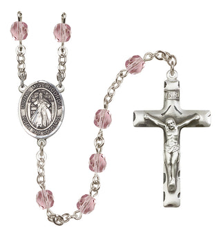 Silver Plated 6mm Fire Polished Divina Misericordia Rosary in Light Amethyst