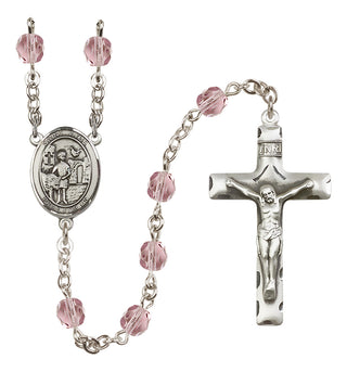 Silver Plated 6mm Fire Polished Saint Vitus Rosary in Light Amethyst