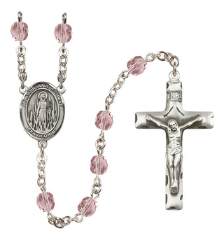 Silver Plated 6mm Fire Polished Saint Juliana of Cumae Rosary in Light Amethyst
