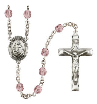 Silver Plated 6mm Fire Polished Saint Theodora Rosary in Light Amethyst