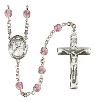 Silver Plated 6mm Fire Polished Saint Andre Bessette Rosary in Light Amethyst