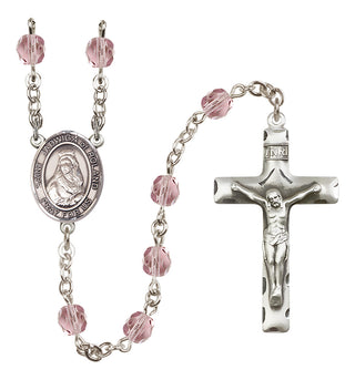 Silver Plated 6mm Fire Polished Saint Jadwiga of Poland Rosary in Light Amethyst
