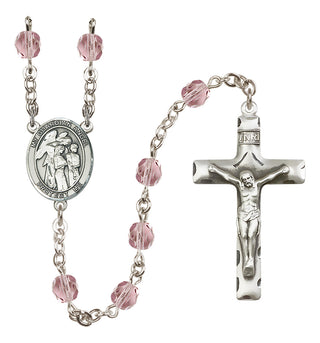 Silver-Plated 6mm Guardian Angel w/Children  Engraved Catholic Rosaries
