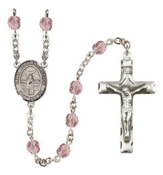 Silver Plated 6mm Fire Polished Saint Medard of Noyon Rosary in Light Amethyst