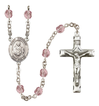 Silver Plated 6mm Fire Polished Saint Norbert of Xanten Rosary in Light Amethyst