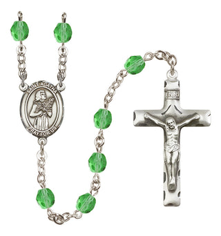 Silver-Plated 6mm Saint Agatha  Engraved Catholic Rosaries