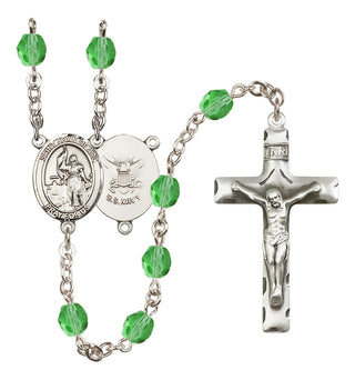 Silver-Plated 6mm Saint Joan of Arc / Navy Rosary