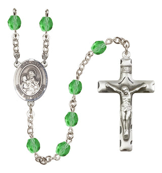Silver Plated 6mm Fire Polished San Jose Rosary in Peridot