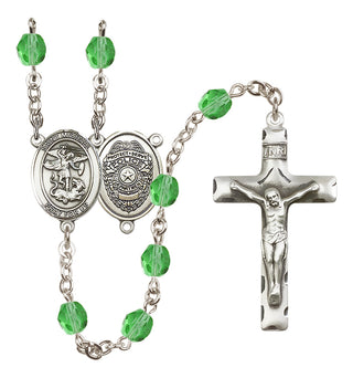 Silver-Plated 6mm Saint Michael the Archangel/Policeman Rosary
