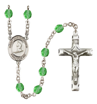 Silver-Plated 6mm Saint Christopher / Skiing Rosary