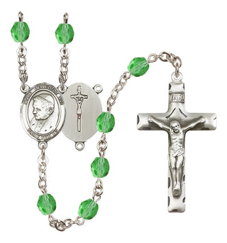 Silver Plated 6mm Fire Polished Pope Emeritace Benedict XVI Rosary in Peridot
