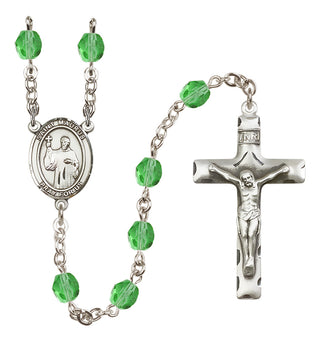 Silver-Plated 6mm Saint Maurus  Engraved Catholic Rosaries