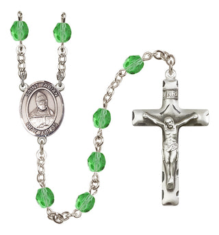 Silver-Plated 6mm Saint Fabian  Engraved Catholic Rosaries