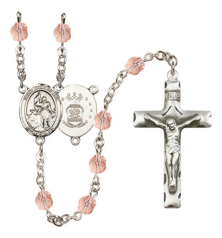 Silver-Plated 6mm Saint Joan of Arc / Air Force Rosary