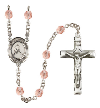 Silver-Plated 6mm Saint Christopher/Ice Hockey Rosary