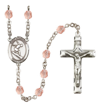 Silver-Plated 6mm Saint Sebastian/Surfing Rosary