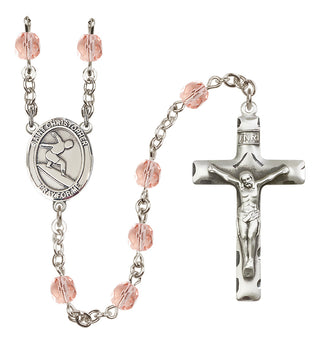 Silver-Plated 6mm Saint Christopher/Surfing Rosary