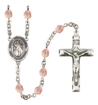Silver Plated 6mm Fire Polished Divina Misericordia Rosary in Pink