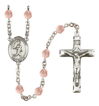 Silver-Plated 6mm Saint Christopher/Track&Field-Men Rosary