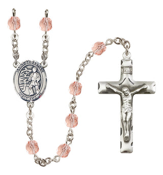 Silver-Plated 6mm Saint Sebastian/Karate Rosary