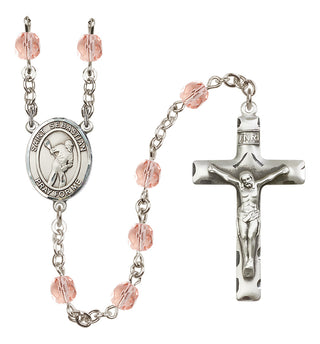 Silver-Plated 6mm Saint Sebastian/Lacrosse Rosary