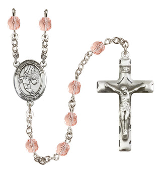 Silver-Plated 6mm Guardian Angel/Basketball Rosary