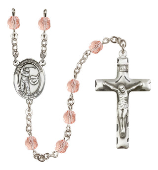 Silver Plated 6mm Fire Polished Guardian Angel/Golf Rosary in Pink