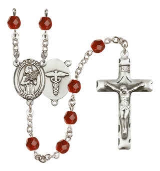 Silver-Plated 6mm Saint Agatha / Nurse Rosary