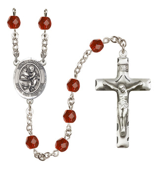 Silver Plated 6mm Fire Polished San Antonio Rosary in Ruby