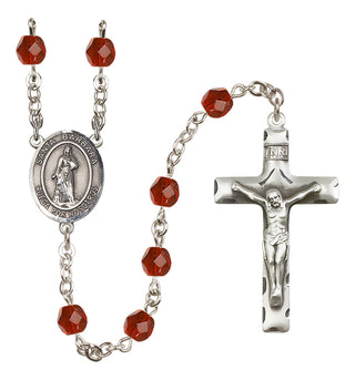 Silver-Plated 6mm Santa Barbara  Engraved Catholic Rosaries