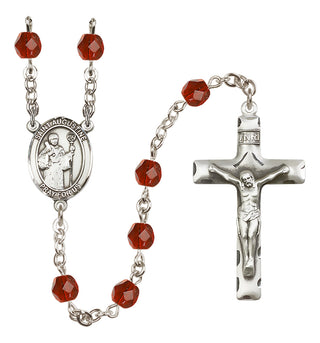 Silver-Plated 6mm Saint Augustine  Engraved Catholic Rosaries