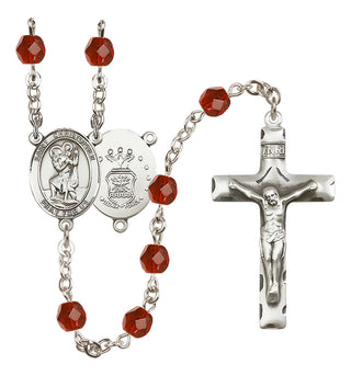 Silver-Plated 6mm Saint Christopher / Air Force Rosary